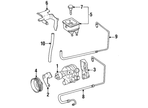 1989 Eagle Premier Power Steering Pump & Cooler Lines Pulley-Power Steering Pump Diagram for 53010085AB