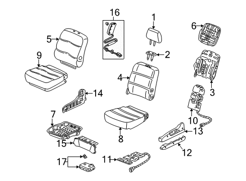 2004 Acura MDX Front Seat Components M.S.C. Unit Diagram for 81628-S3V-A61