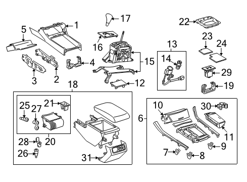 2007 Toyota Avalon Front Console Front Console Diagram for 58811-07030-A0