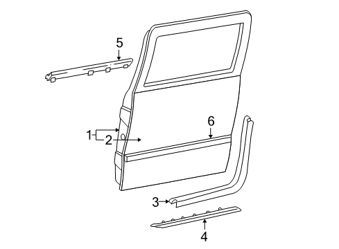 1997 GMC K2500 Rear Door & Components, Exterior Trim Seal Asm-Rear Side Door Lower Diagram for 15715163