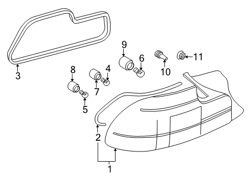 2002 BMW Z3 Tail Lamps Tail Light, Left Diagram for 63218399603