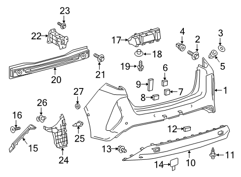 2017 Toyota Prius Prime Rear Bumper Absorber Collar Diagram for 90387-08171