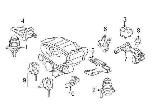 1998 Acura RL Engine & Trans Mounting Bracket, Driver Side Main Engine Mounting Diagram for 50825-SZ3-000