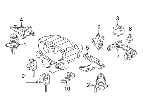 1996 Acura RL Engine & Trans Mounting Damper Diagram for 50839-SZ3-000