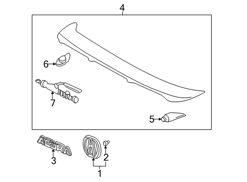 1994 Acura Integra Spoiler, Exterior Trim Relay Assembly, Power (5P) Diagram for 39799-SE0-014