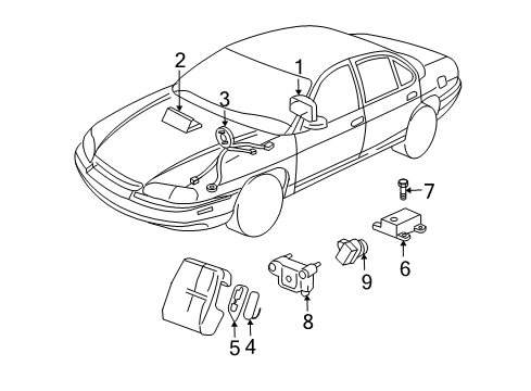 2006 Chevrolet Monte Carlo Air Bag Components Airbag, Instrument Panel Diagram for 25809535