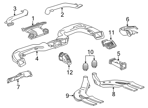 2018 Chevrolet Impala Ducts Vent Grille Diagram for 23182748