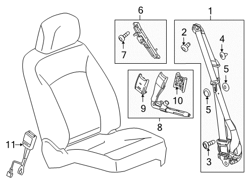 2012 Buick Regal Seat Belt Seat Belt Assembly Stop Diagram for 19121445