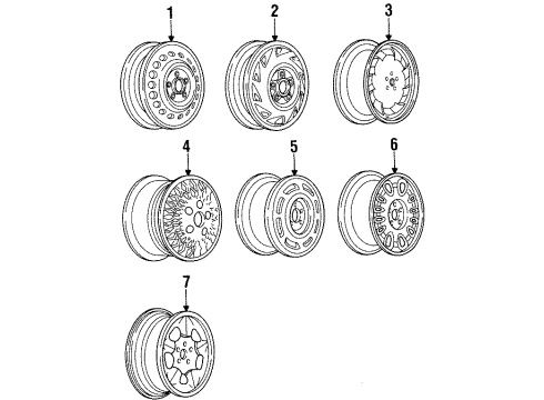 1997 Oldsmobile 88 Wheels Wheel Rim Kit, Aluminum Diagram for 12365461