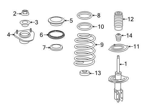 2013 Chevrolet Impala Struts & Components - Front Strut Diagram for 23269414