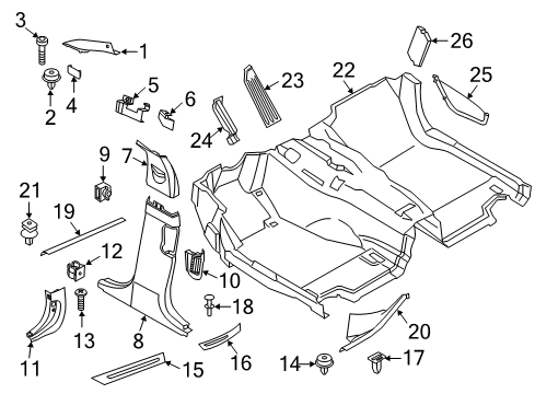 2013 BMW ActiveHybrid 5 Interior Trim - Pillars, Rocker & Floor Cover, Column A Left Diagram for 51439196247