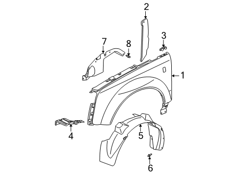 2004 Saturn Vue Fender & Components Shield Asm, Engine Splash Diagram for 22678675