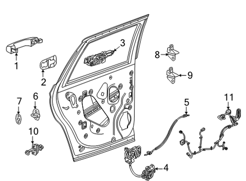 2022 Cadillac Escalade Lock & Hardware Lock Cable Diagram for 23506175