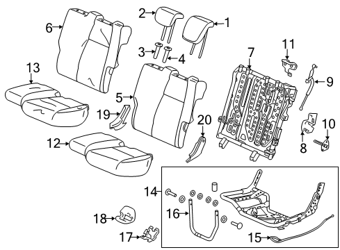 2018 Honda Fit Rear Seat Components Pad, L. RR. Seat Cushion Diagram for 82537-T5R-A11