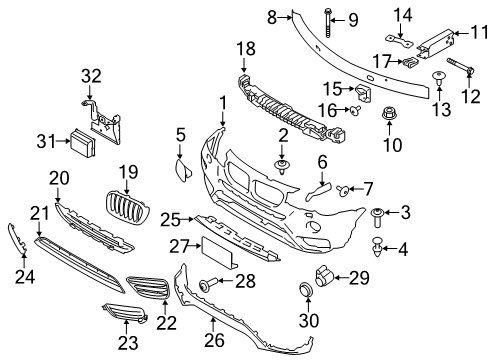 2016 BMW X4 Front Bumper Glaciersilber Ultrasonic Transducer Diagram for 66209290900