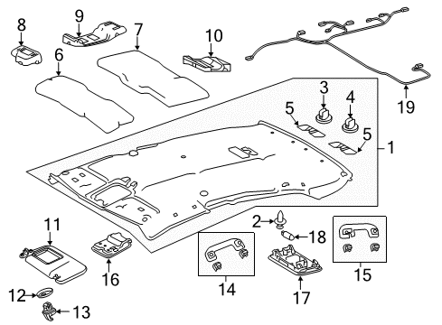 2018 Toyota Camry Interior Trim - Roof Dome Lamp Diagram for 81240-35020-E1