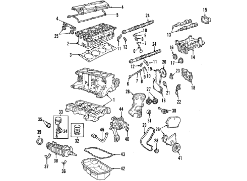 2002 Jeep Liberty Engine Parts, Mounts, Cylinder Head & Valves, Camshaft & Timing, Oil Pan, Oil Pump, Balance Shafts, Crankshaft & Bearings, Pistons, Rings & Bearings Seal-Front Main CRANKSHAFT Diagram for 4667198