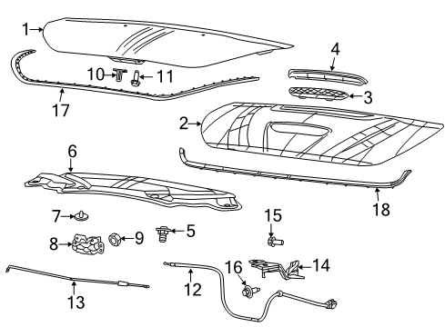 2016 Dodge Dart Hood & Components Hood Prop Rod Diagram for 68082114AC