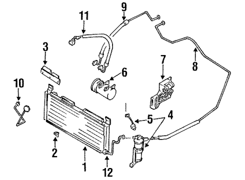 1989 Nissan Sentra Condenser, Compressor & Lines, Evaporator Components Bracket-Compressor Diagram for 11910-77A10