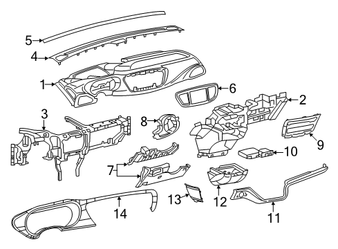 2021 Chrysler Pacifica Instrument Panel Components Bezel-Instrument Panel Diagram for 5RL25PD2AC