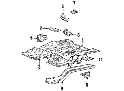 1997 Hyundai Elantra Rear Body - Floor & Rails Panel-Rear Floor Side, LH Diagram for 65524-29010