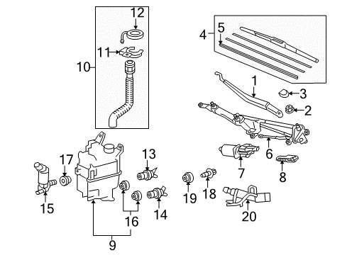2014 Lexus RX350 Headlamp Washers/Wipers Jar, Washer, A Diagram for 85315-0E040
