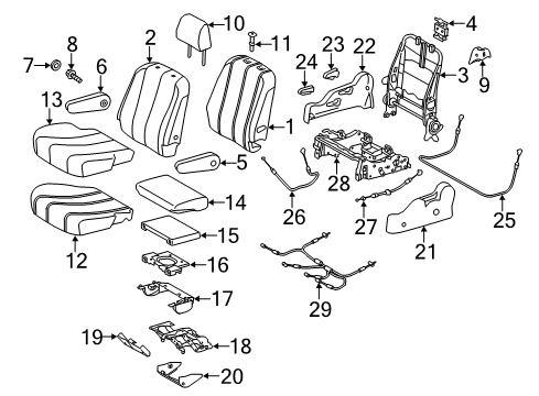 2011 Toyota Sienna Second Row Seats Recliner Cover Diagram for 71833-08010-B0