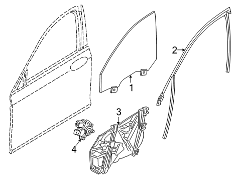 2021 BMW 740i Front Door Right Window Guide Diagram for 51339481272