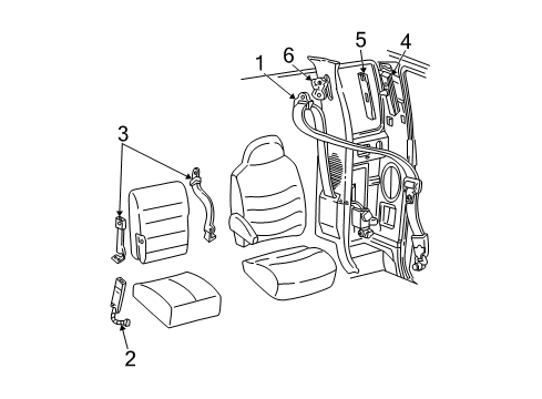 2003 Ford F-350 Super Duty Seat Belt Retractor Assembly Diagram for 2L3Z-16611B68-BAA
