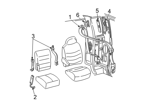 2001 Ford F-350 Super Duty Seat Belt Center Seat Belt Diagram for F81Z-26611B66-CCC