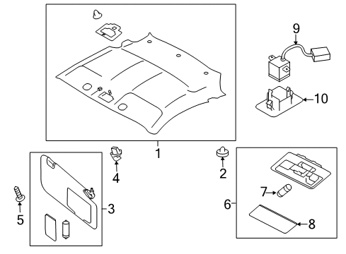 2017 Toyota 86 Interior Trim - Roof Sunvisor Screw Diagram for SU003-02923