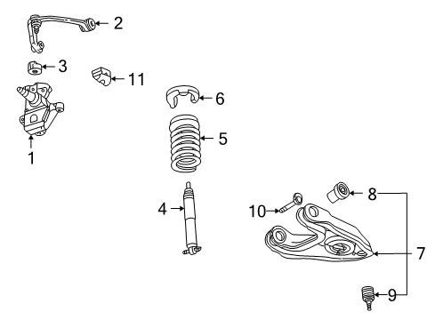 2002 Ford F-150 Front Suspension Components, Lower Control Arm, Upper Control Arm, Stabilizer Bar Bumper Diagram for 1L3Z-3020-AA