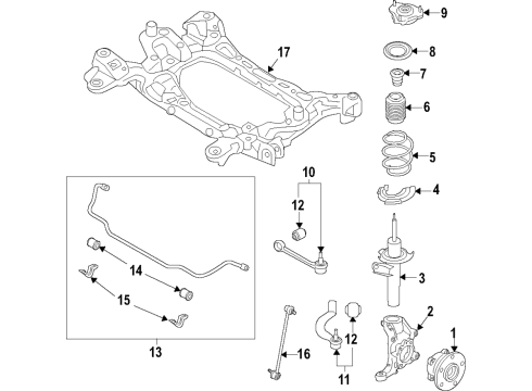 2022 Genesis G70 Front Suspension Components, Lower Control Arm, Stabilizer Bar Lateral Arm Assembly-Front Diagram for 54500J5000