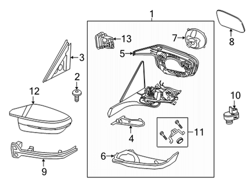 2021 BMW M4 Outside Mirrors HOUSING LOWER SECTION, LEFT Diagram for 51167498203