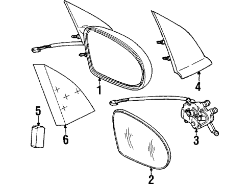 2001 Saturn SC2 Mirrors Mirror Outside Rear View *Black Diagram for 21112674