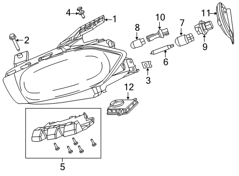 2015 Dodge Dart Headlamps Bulb Diagram for L07442NALL