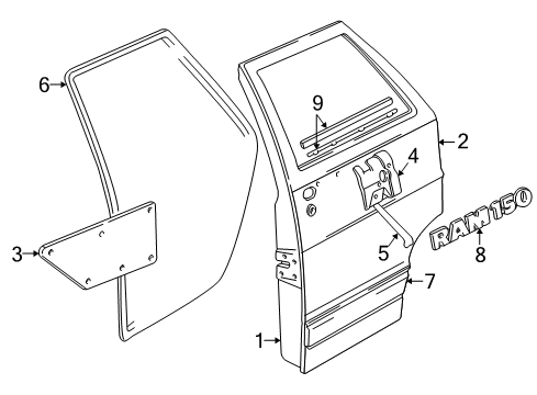 1999 Dodge Ram 1500 Van Door & Components, Exterior Trim WEATHERSTRIP-Front Door Diagram for 55346672AC