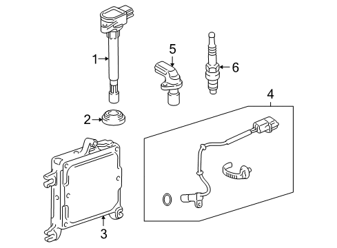 2008 Honda S2000 Powertrain Control Coil, Plug Hole Diagram for 30520-PZX-007