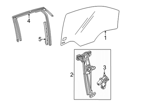 2022 Chevrolet Bolt EUV Front Door Glass & Hardware Window Motor Diagram for 42758379