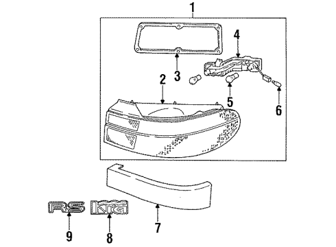 1995 Kia Sephia Bulbs Lamp-Rear, Combination, LH Diagram for 0K20B51160A