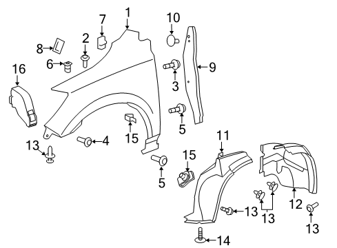2013 Buick Enclave Fender & Components Baffle Diagram for 22946626