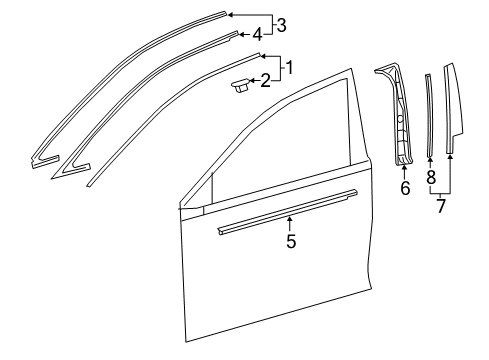 2020 Lexus LS500 Exterior Trim - Front Door Moulding Assy, Front Door Belt Diagram for 75710-50020