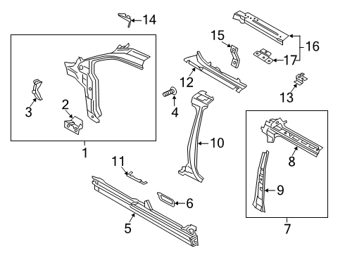 2020 Ford Transit Connect Hinge Pillar Front Bracket Diagram for DT1Z-6102732-A