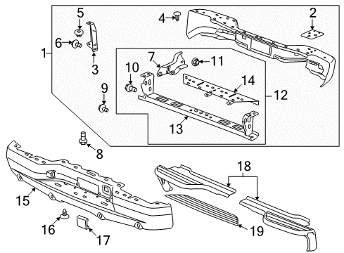 2008 Cadillac Escalade EXT Rear Bumper Lock Cylinder Cover Diagram for 12476330