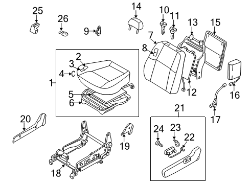 1999 Infiniti QX4 Front Seat Components Cushion Assy-Front Seat Diagram for 87350-3W005