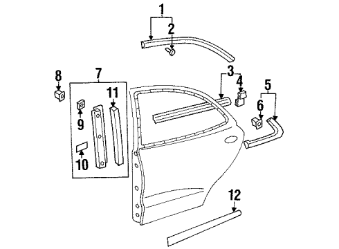1998 Hyundai Elantra Exterior Trim - Rear Door Weatherstrip Assembly-Rear Door Belt Outside RH Diagram for 83220-29010