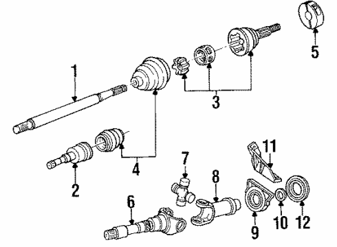 1993 Dodge Daytona Axle Shaft - Front Boot Inner Cv Diagram for 4641043