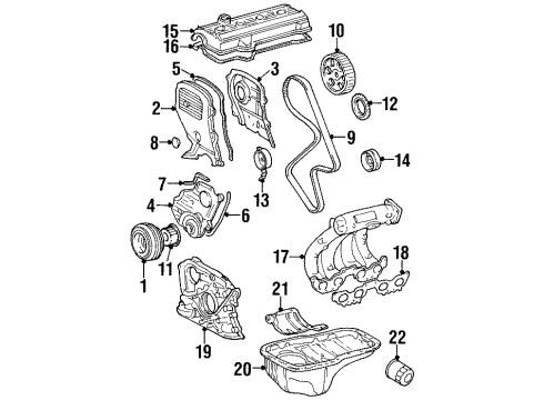 1999 Toyota Celica Engine Parts, Mounts, Cylinder Head & Valves, Camshaft & Timing, Oil Cooler, Oil Pan, Oil Pump, Crankshaft & Bearings, Pistons, Rings & Bearings Outer Timing Cover Plug Diagram for 90950-01489