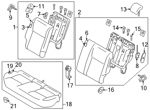 2016 Nissan Juke Rear Seat Components Back Assy-Rear Seat, RH Diagram for 88600-1KC9A