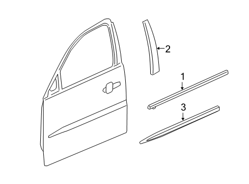 2009 Buick LaCrosse Exterior Trim - Front Door Body Side Molding Diagram for 19120822